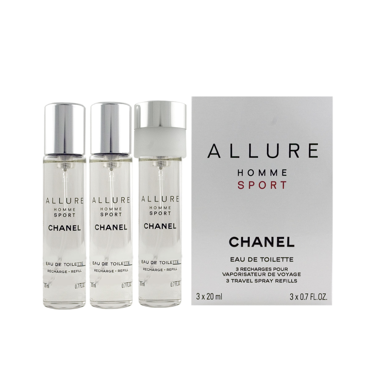 Chanel Allure Homme Sport 60ml Chanel Allure Homme Sport EDT Refill 2 x 20 ml + EDT Refill with spray 20 ml (man) Kvepalai Vyrams Rinkinys