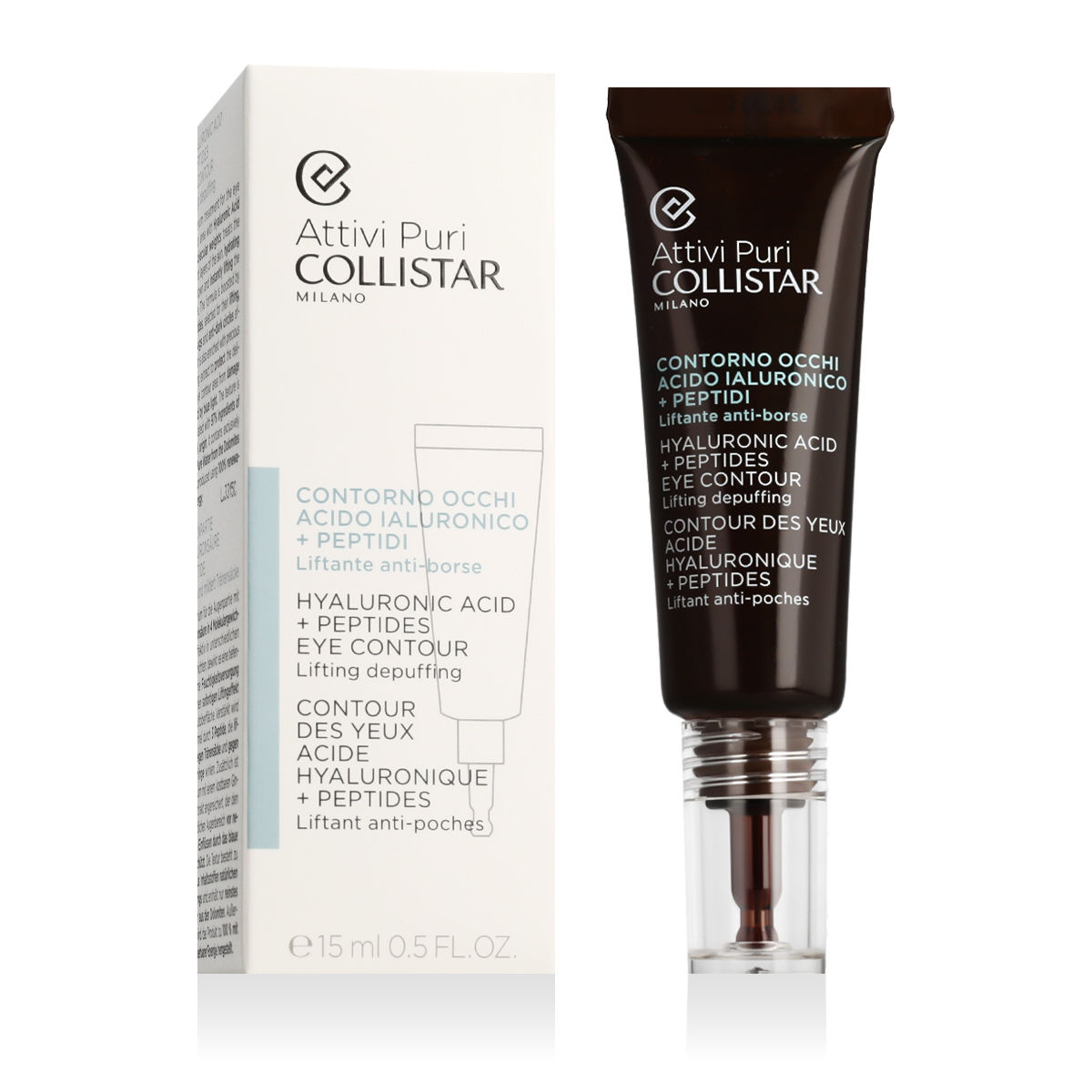 Collistar Pure Actives Hyaluronic Acid + Peptides Eye Contour Paakių gelis Moterims