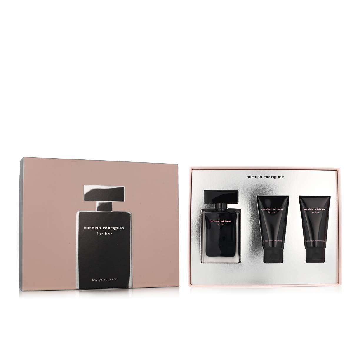 Narciso Rodriguez For Her 1St. Narciso Rodriguez For Her EDT 50 ml + SG 50 ml + BL 50 ml (woman) kvepalų mėginukas Moterims Rinkinys