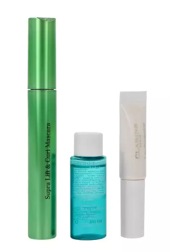 Clarins Mascara Supra lift & Curl 8ml + Instant Eye Makeup Remover 10ml + Natural Lip Perfector N. 20 8ml   Moterims Rinkinys