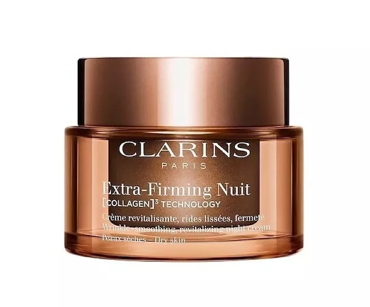 Clarins Extra Firming Nuit Collagen Wrinkle Smoothing Revitalizing Night Cream Dry Skin dieninis kremas