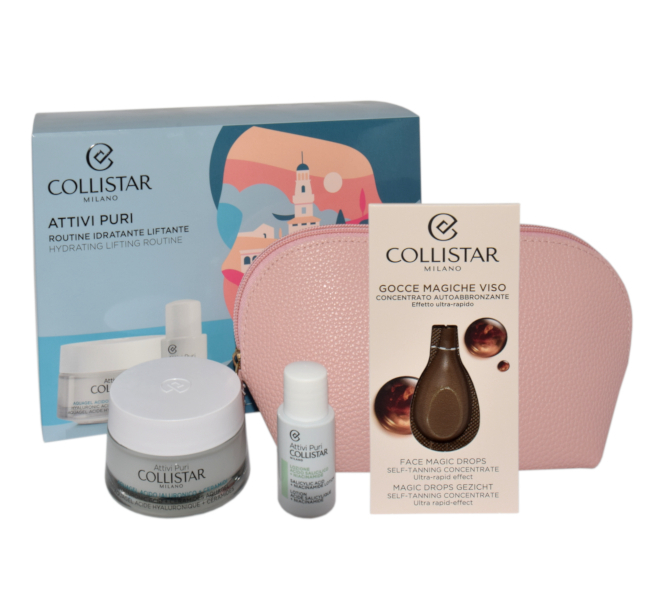 Collistar Facial Lotion 15ml + Volumizing Face Cream 50ml + Cosmetics Bag