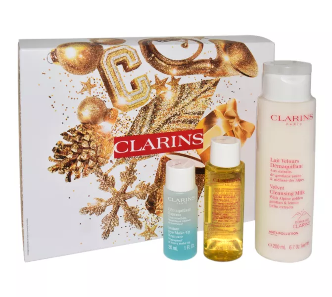 Clarins Velvet Clensing Milk 200ml + Instant Eye Make-Up Remover 30ml + Hydrating Toning Lotion