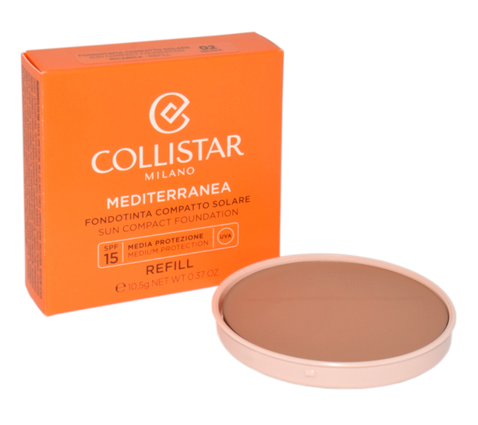 Collistar Mediterranea Sun Compact Foundation Spf15 02 Ischia Refill 10, makiažo pagrindas