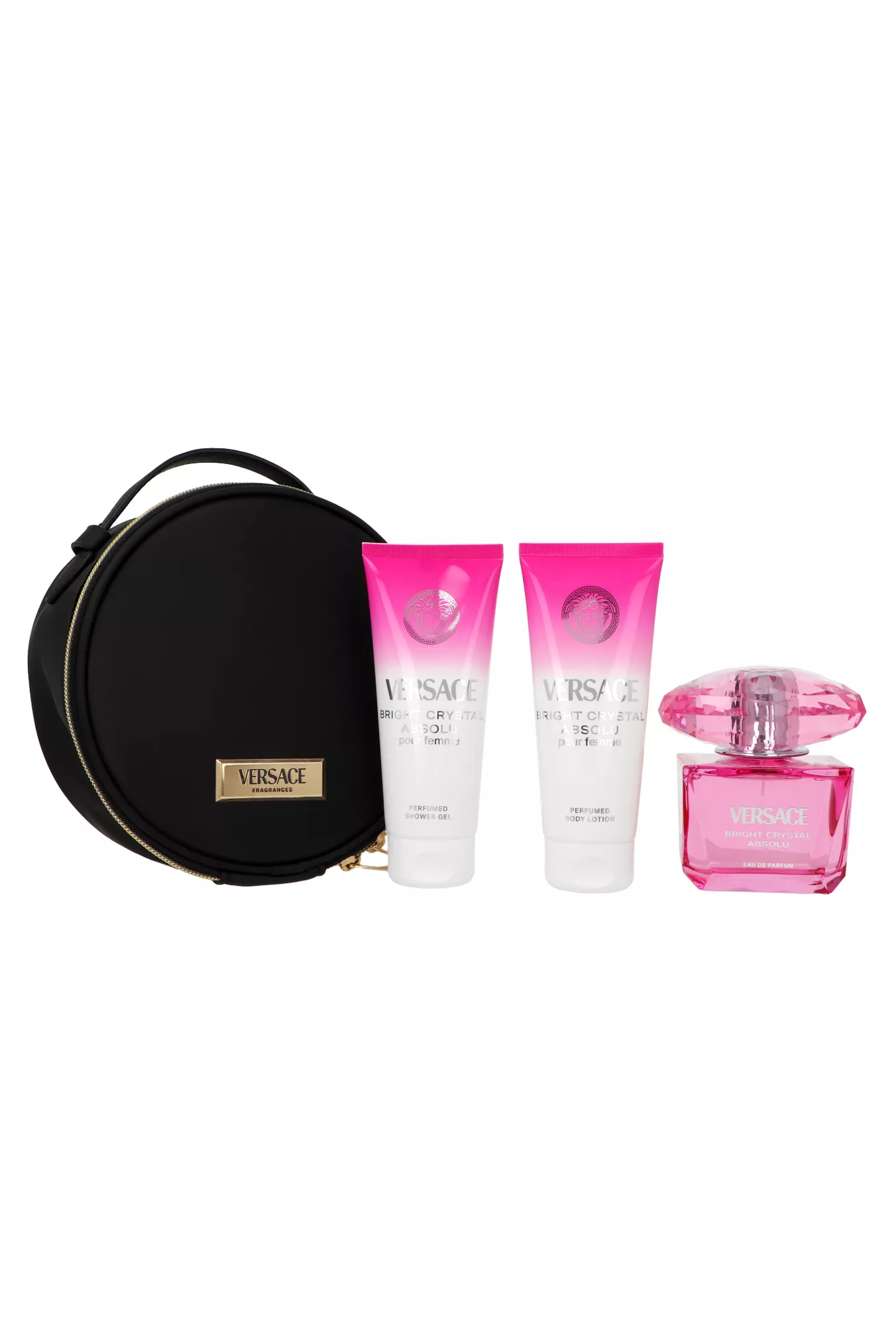 Versace Bright Crystal Absolu 90ml Edp 90ml + Body Lotion 100ml + Shower Gel 100ml + Cosmetics Bag Kvepalai Moterims Rinkinys