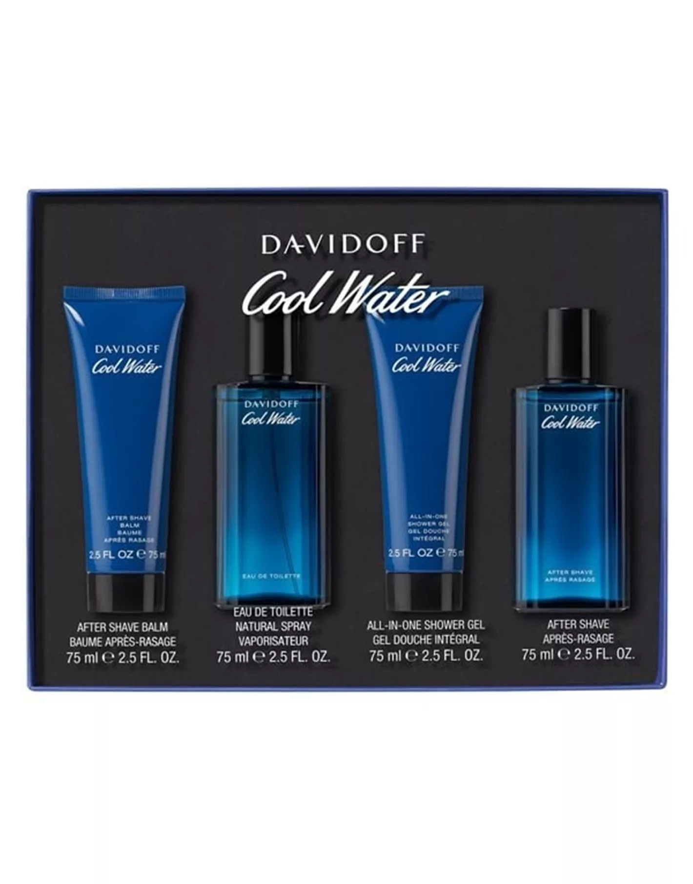 Davidoff Set Davidoff Cool Water Men Edt 75ml + After Shave 75ml + After Shave Balm 75ml + Shower Gel Eau De Parfum Kvepalai Vyrams