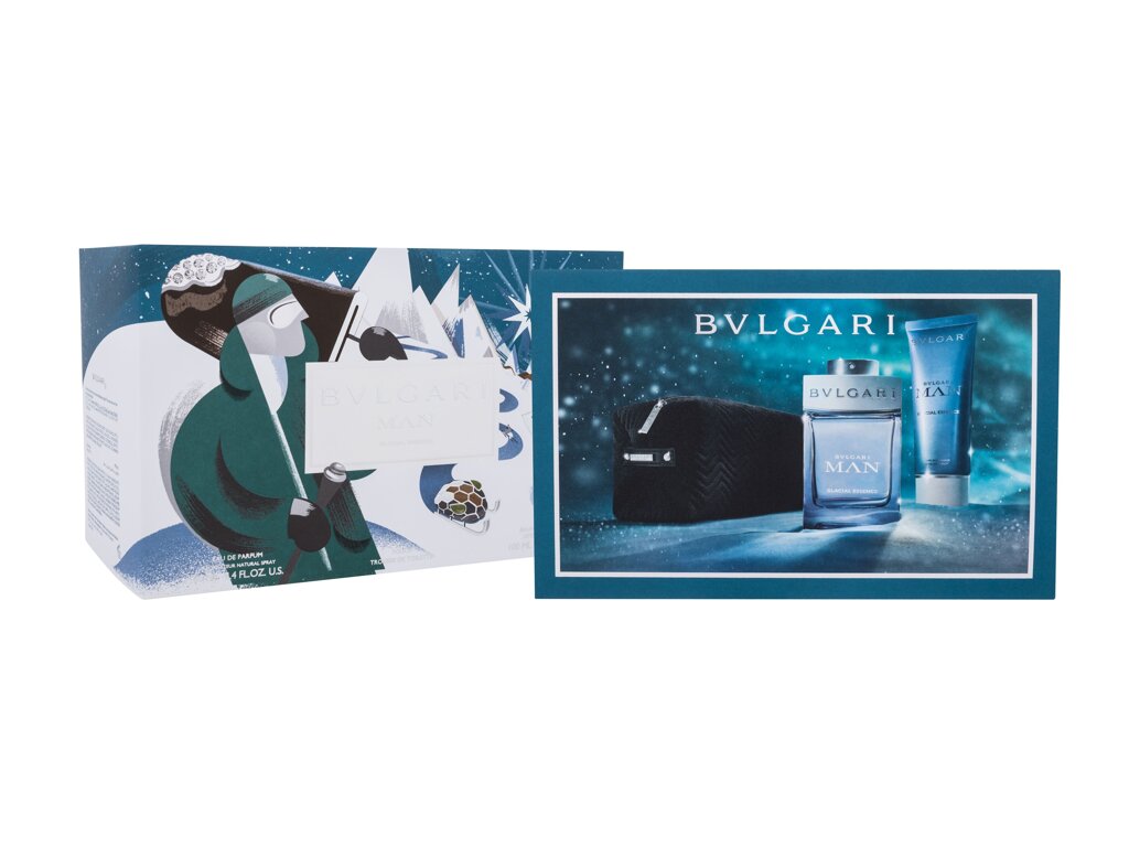 Bvlgari MAN Glacial Essence 100ml Edp 100 ml + Aftershave Balm 100 ml + Cosmetic Bag Kvepalai Vyrams EDP Rinkinys (Pažeista pakuotė)