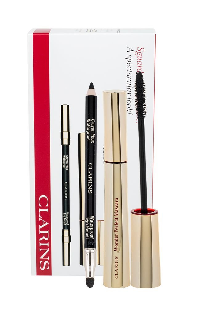 Clarins Wonder Perfect 7ml Mascara 7 ml + Eye Pencil Waterproof 1,2 g 01 Black blakstienų tušas Rinkinys