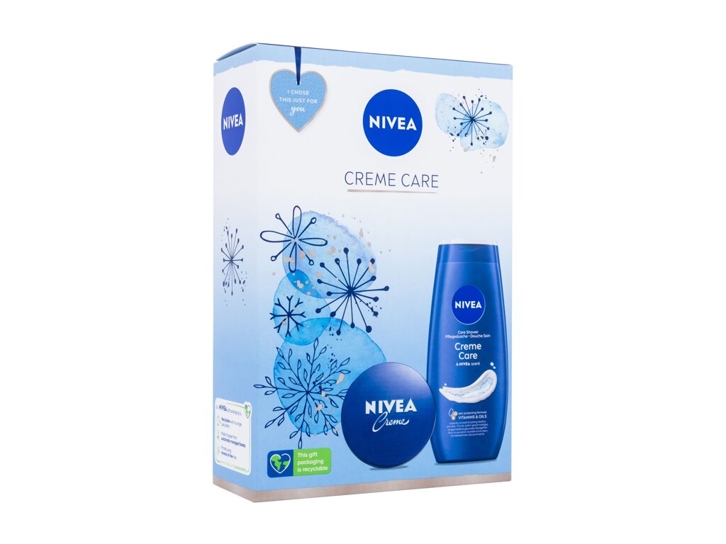 Nivea Creme Care 250ml Shower Gel Creme Care 250 ml + Universal Creme 75 ml dušo želė Rinkinys (Pažeista pakuotė)