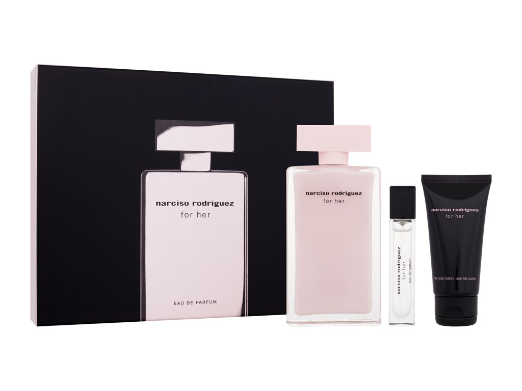 Narciso Rodriguez For Her Eau De Parfum 100 ml Edp 100 ml + Edp 10 ml + Body Lotion 50 ml Damaged box Set