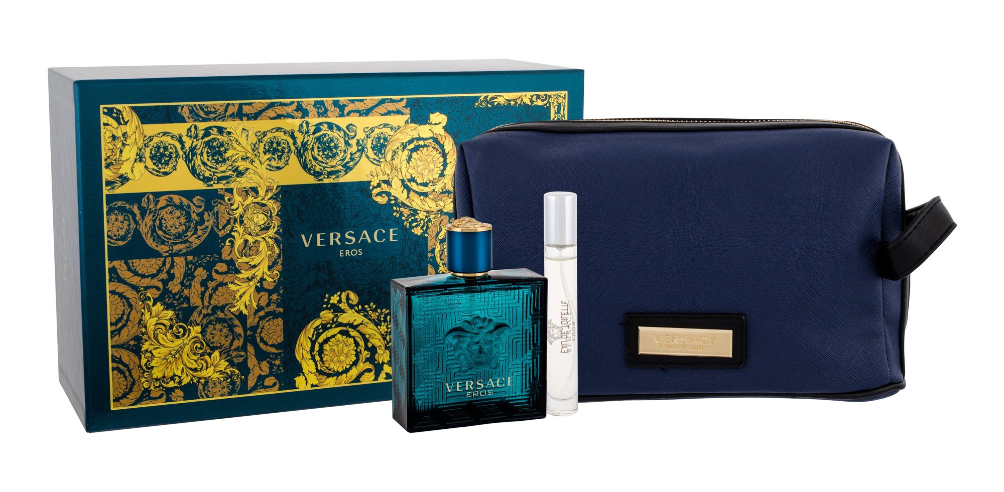 Versace Eros 100ml Edt 100 ml + Edt 10 ml + Cosmetic Bag Kvepalai Vyrams EDT Rinkinys