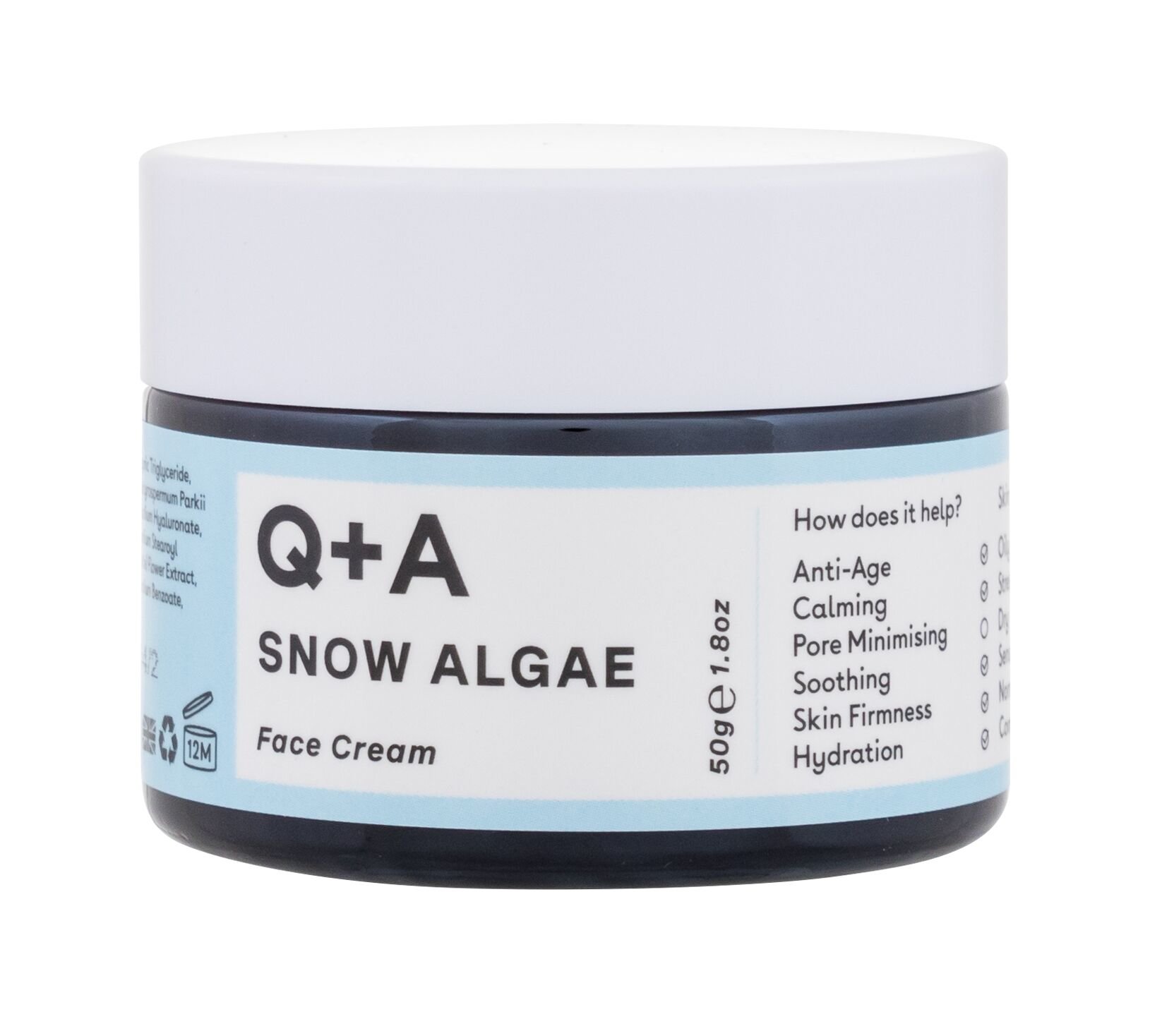 Q+A Snow Algae Intensive Face Cream dieninis kremas