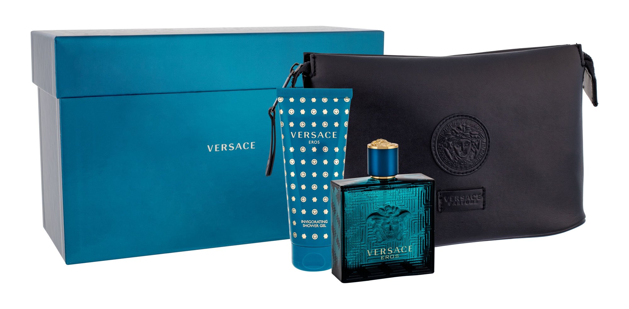 Versace Eros 100ml Edt 100ml + 100ml Shower gel + Vanity bag Kvepalai Vyrams EDT Rinkinys