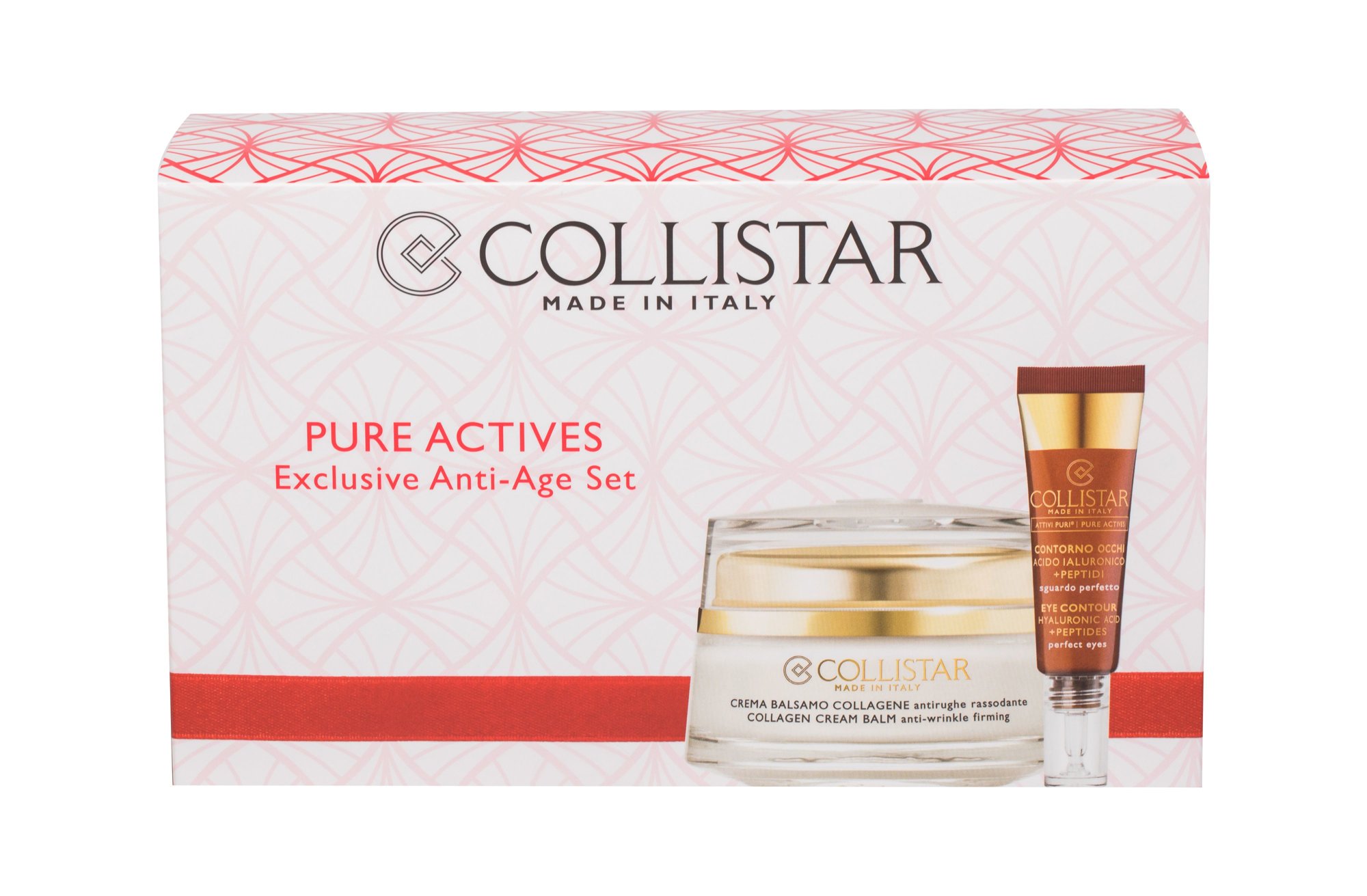 Collistar Pure Actives Collagen Cream Balm 50ml Day Care 50 ml + Eye Contour Hyaluronic Acid 15 ml dieninis kremas Rinkinys