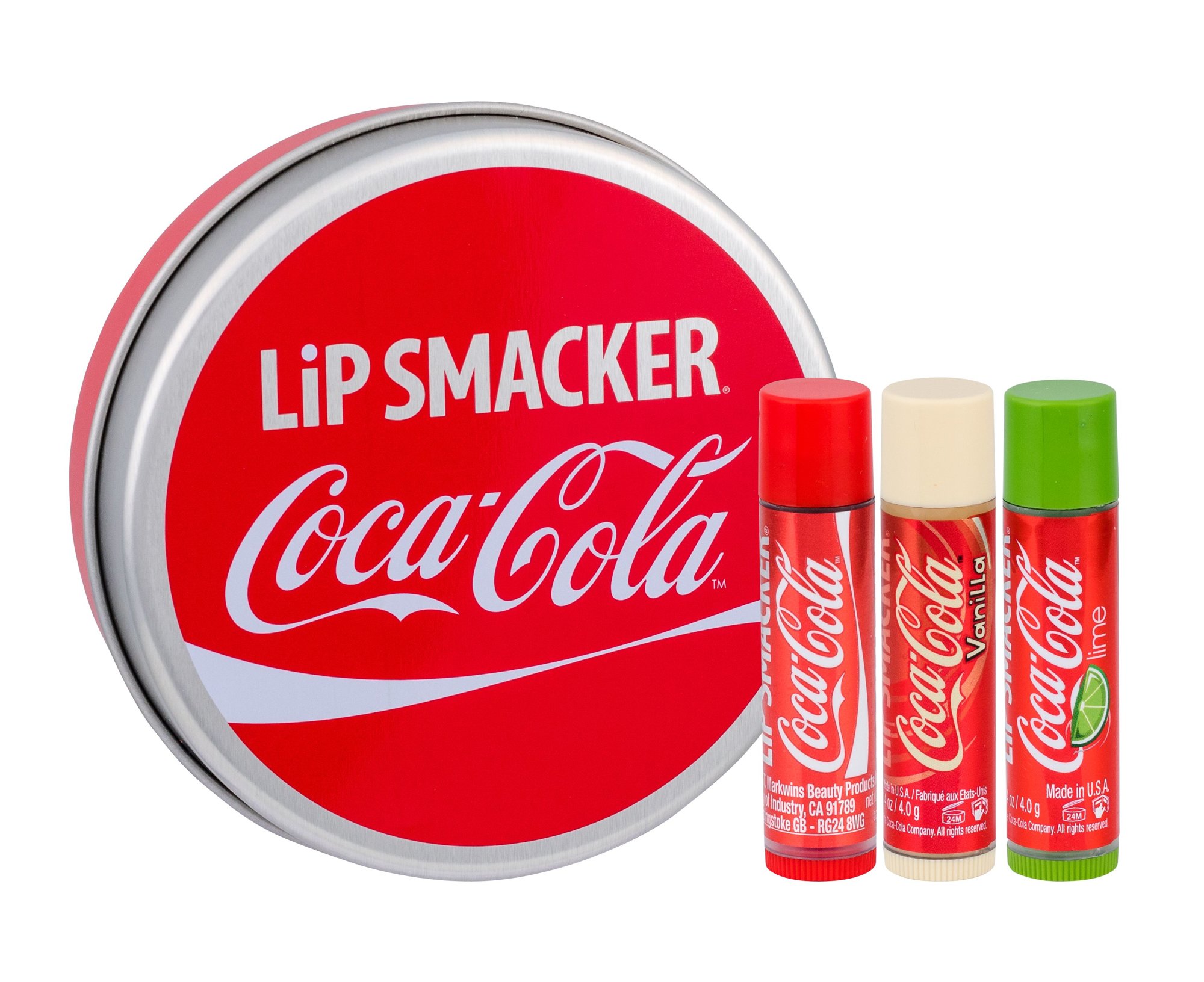 Lip Smacker Coca-Cola 4g Lip Balm 3 x 4 g + Tin Box lūpų balzamas Rinkinys