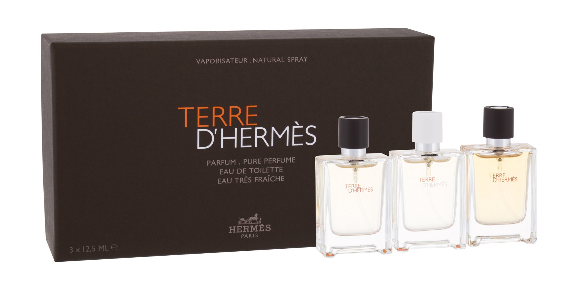Hermes Terre d´Hermes 12,5ml Perfume Terre D´Hermés 12,5 ml + Edt Terre D´Hermés 12,5 ml + Edt Terre D´Hermés Eau Trés Fraiche 12,5 ml Kvepalai Vyrams Parfum Rinkinys