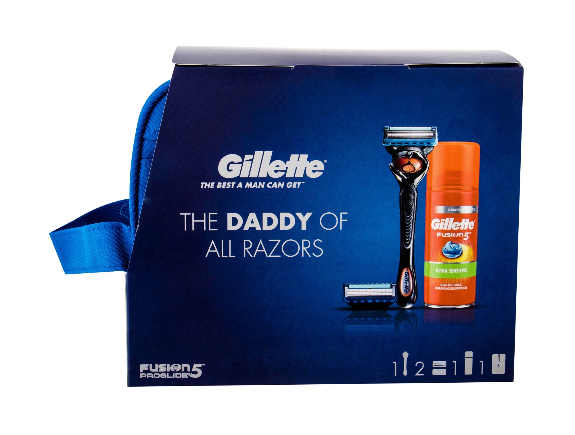 Gillette Fusion Proglide FC Barcelona 1vnt Shave Machine With One Head 1 pcs + Spare heads 2 pcs + Shave Gel 75 ml + Cosmetic Bag skustuvas Rinkinys