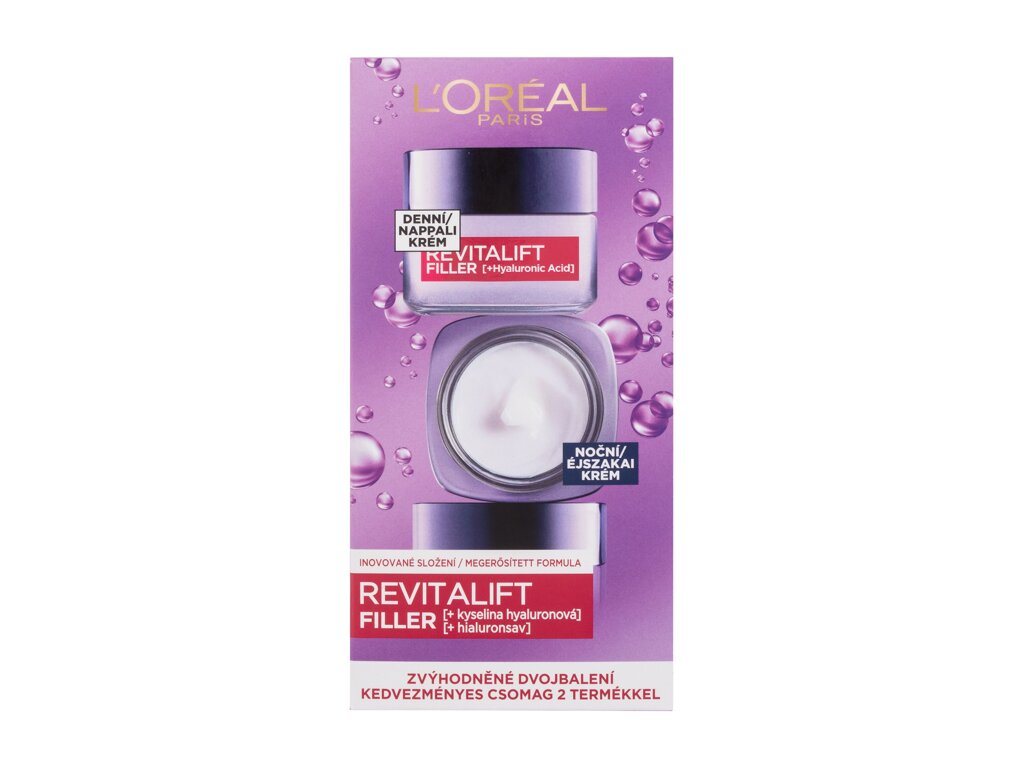 L`oreal Revitalift Filler HA Duo Set Dieninis kremas 50 ml Damaged box Set
