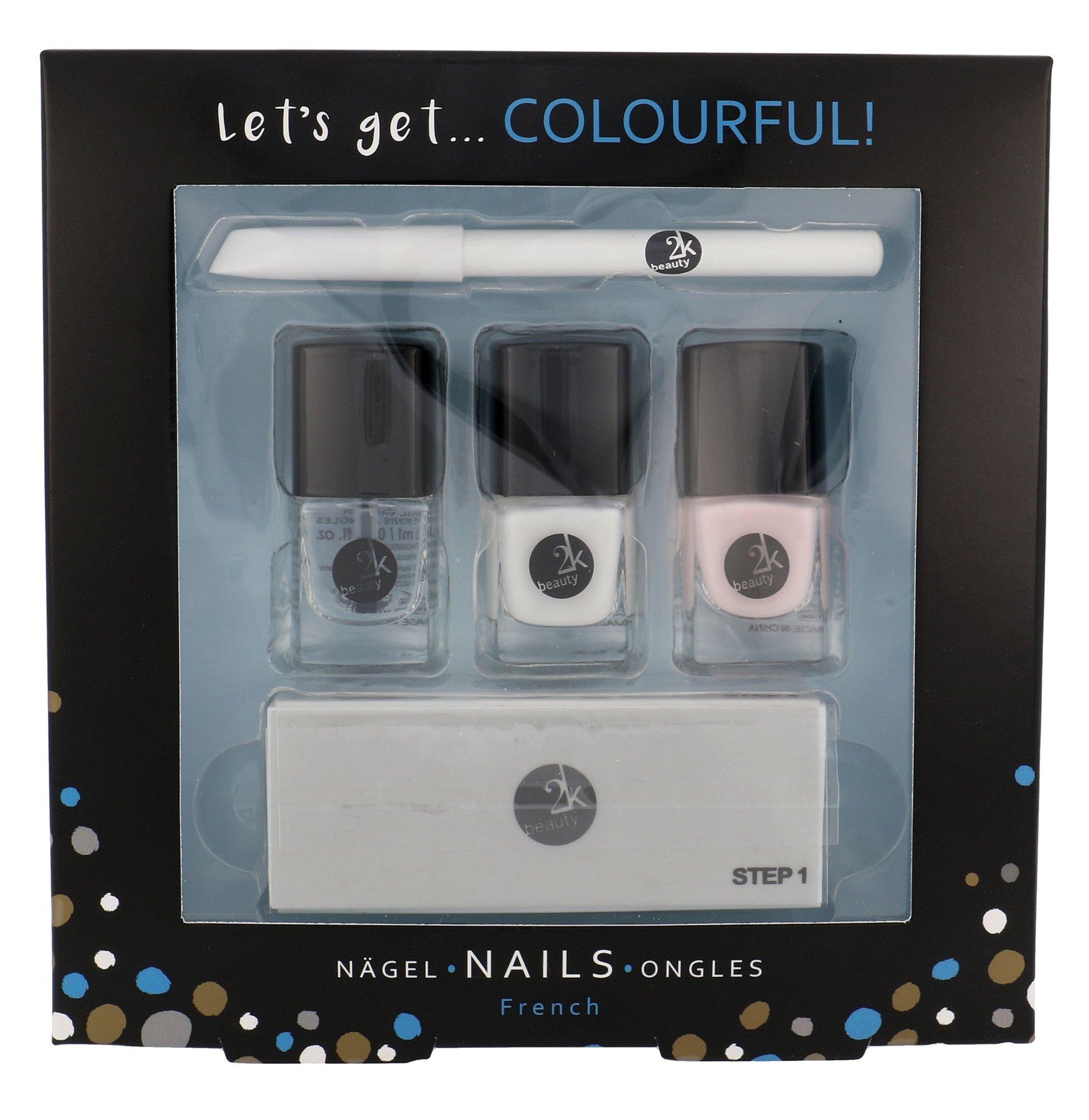 2K Let´s Get Colourful! 5ml nail polish 3x 5 ml + Nail pencil 2 g + Nail File 1 pc nagų lakas Rinkinys