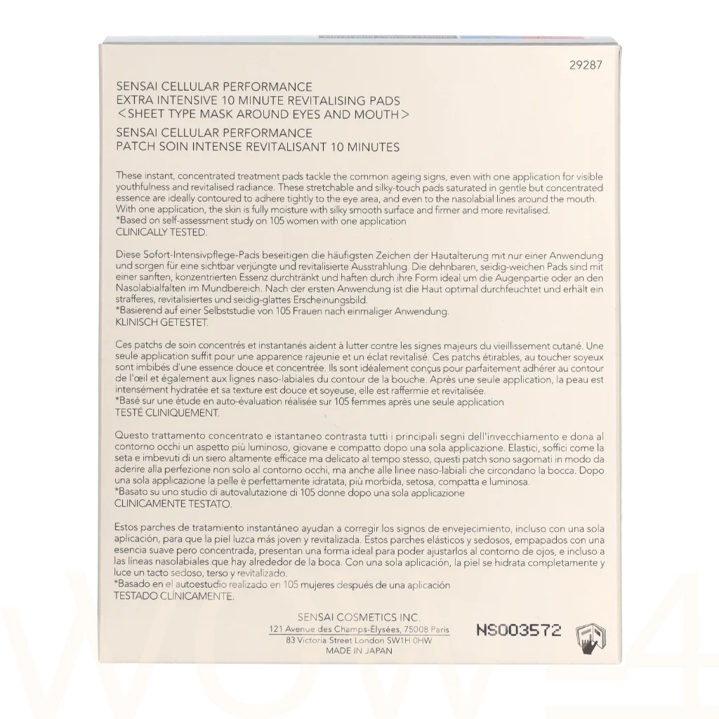 Sensai Sensai Cellular Performance 10 Minute Revitalising Pads Set 10 piece Moterims Akių kaukė