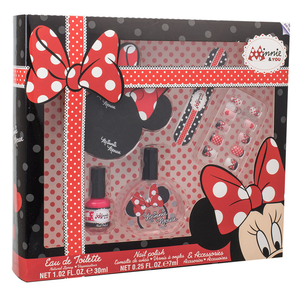 Disney Minnie Mouse 30ml EDT 30 ml + nail polish 7 ml + nail file + plastic nails + finger separator Kvepalai Vaikams EDT Rinkinys