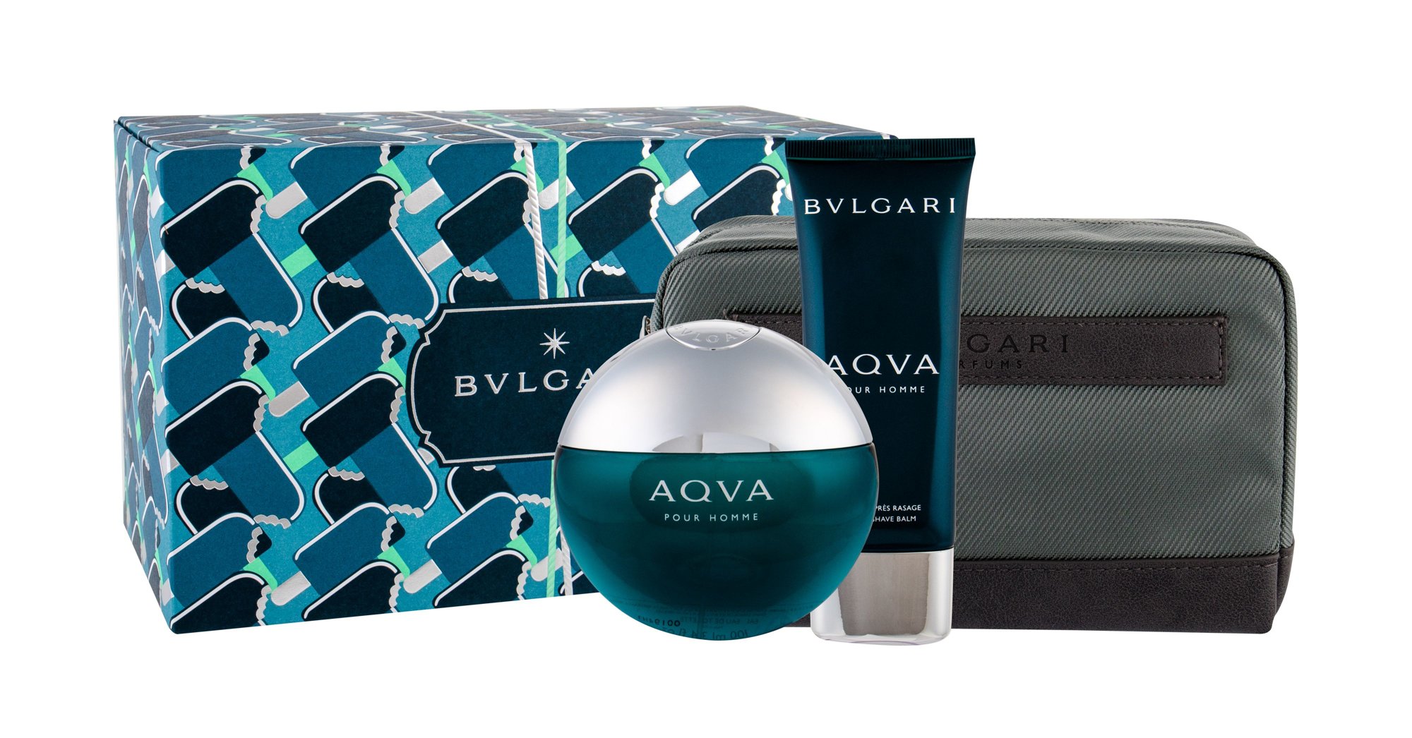 Bvlgari Aqva Pour Homme 100ml Edt 100 ml + Aftershave Balm 100 ml + Cosmetic Bag Kvepalai Vyrams EDT Rinkinys