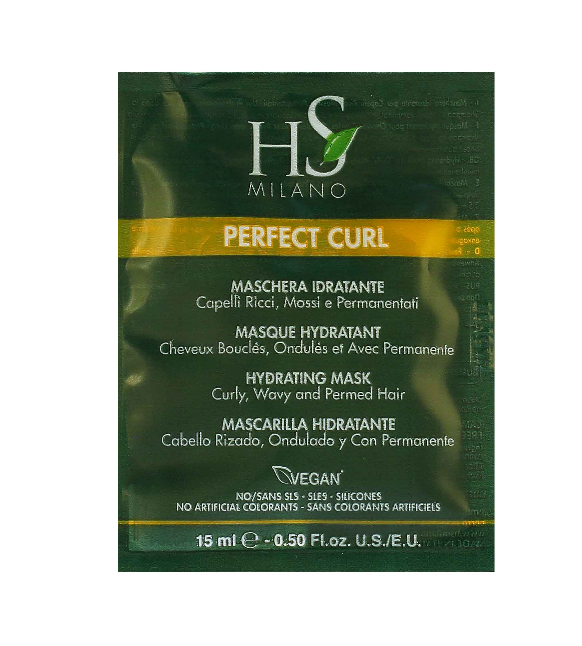 HS MILANO Perfect Curl Mask Sachet 15ml plaukų kaukė