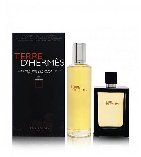 Hermes Terre d' 30ml Hermes Terre d'Hermes perfume refillable bottle for men 30 ml + parfém náplň 125 ml gift set Kvepalai Vyrams Parfum Rinkinys