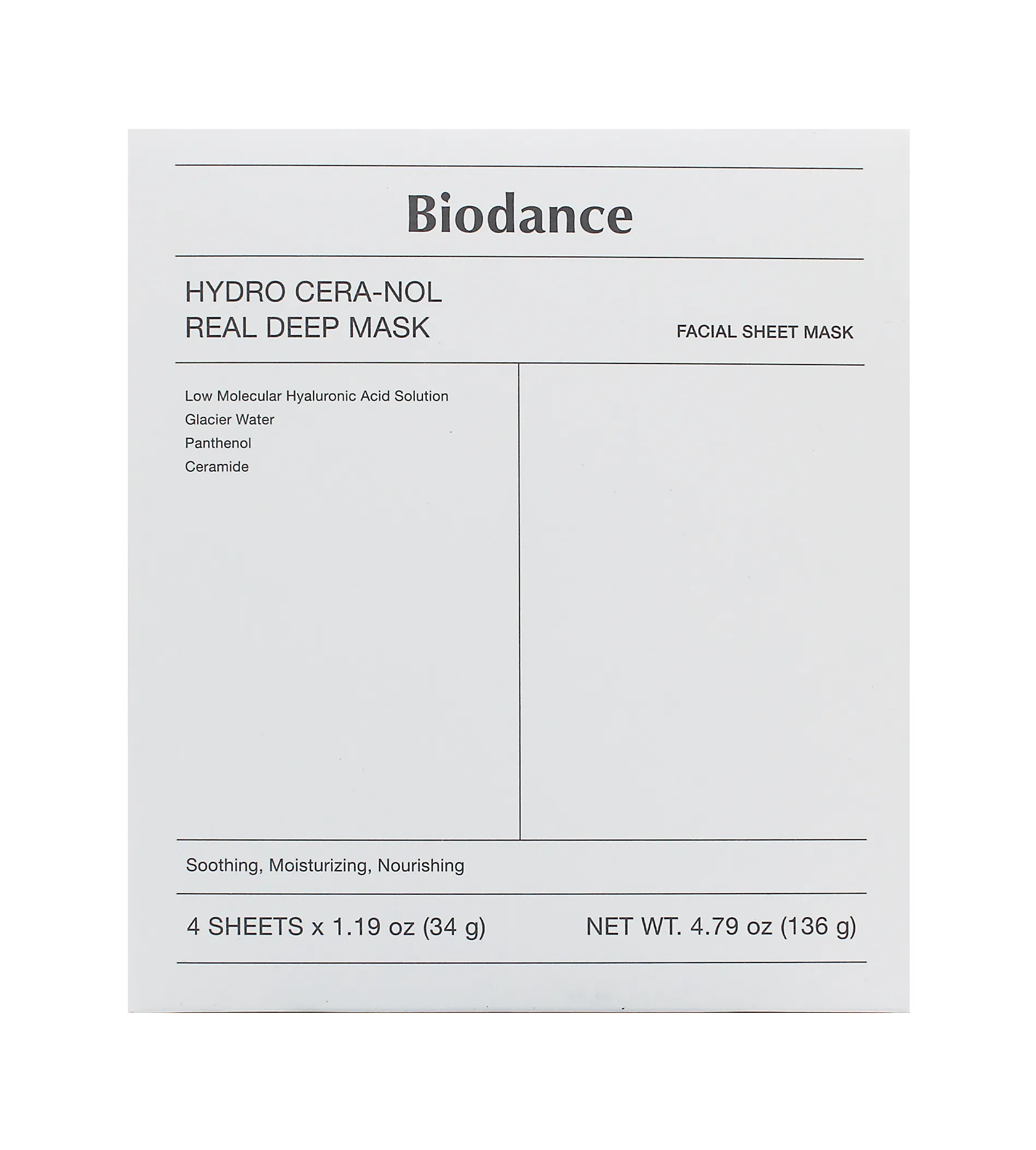 Biodance Hydro Cera-Nol Real Deep Mask 34g Veido kaukė