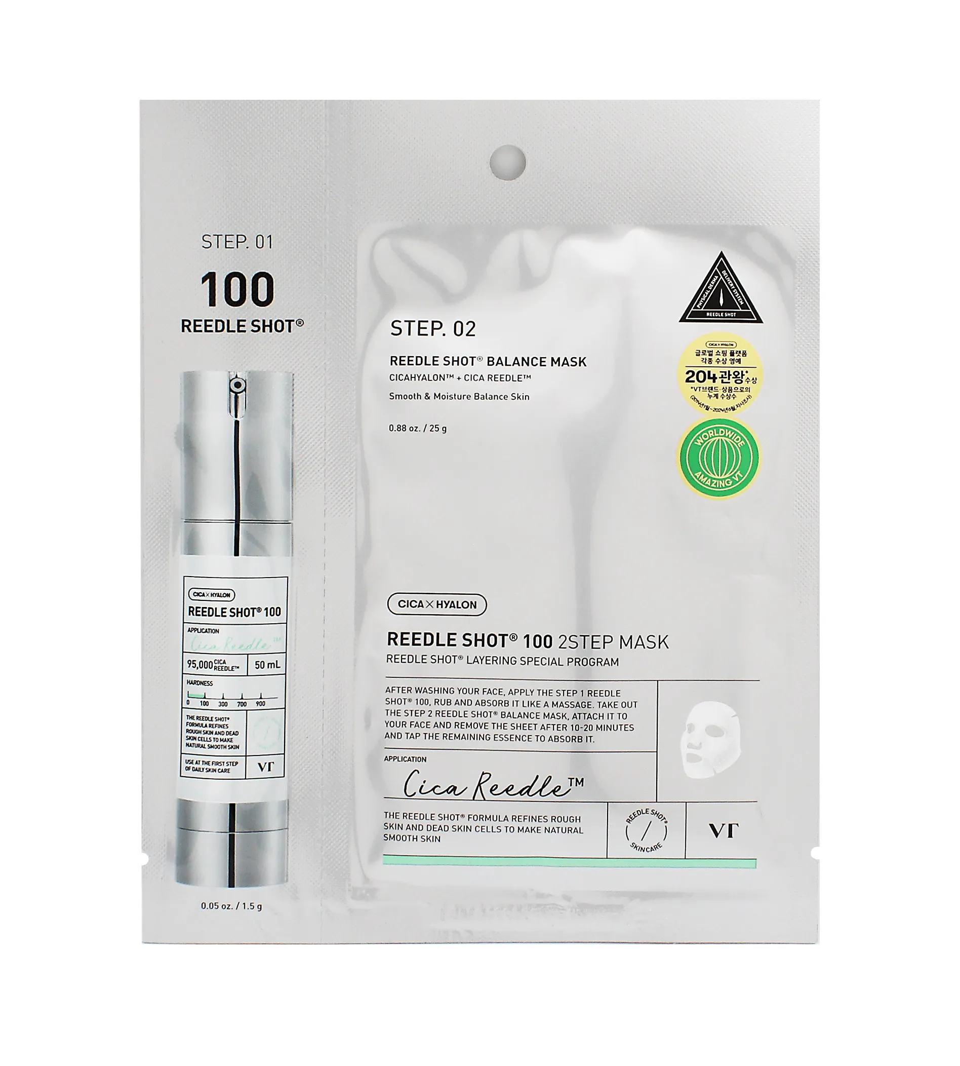 VT Cosmetics Reedle Shot 100 2 Step Mask Veido kaukė