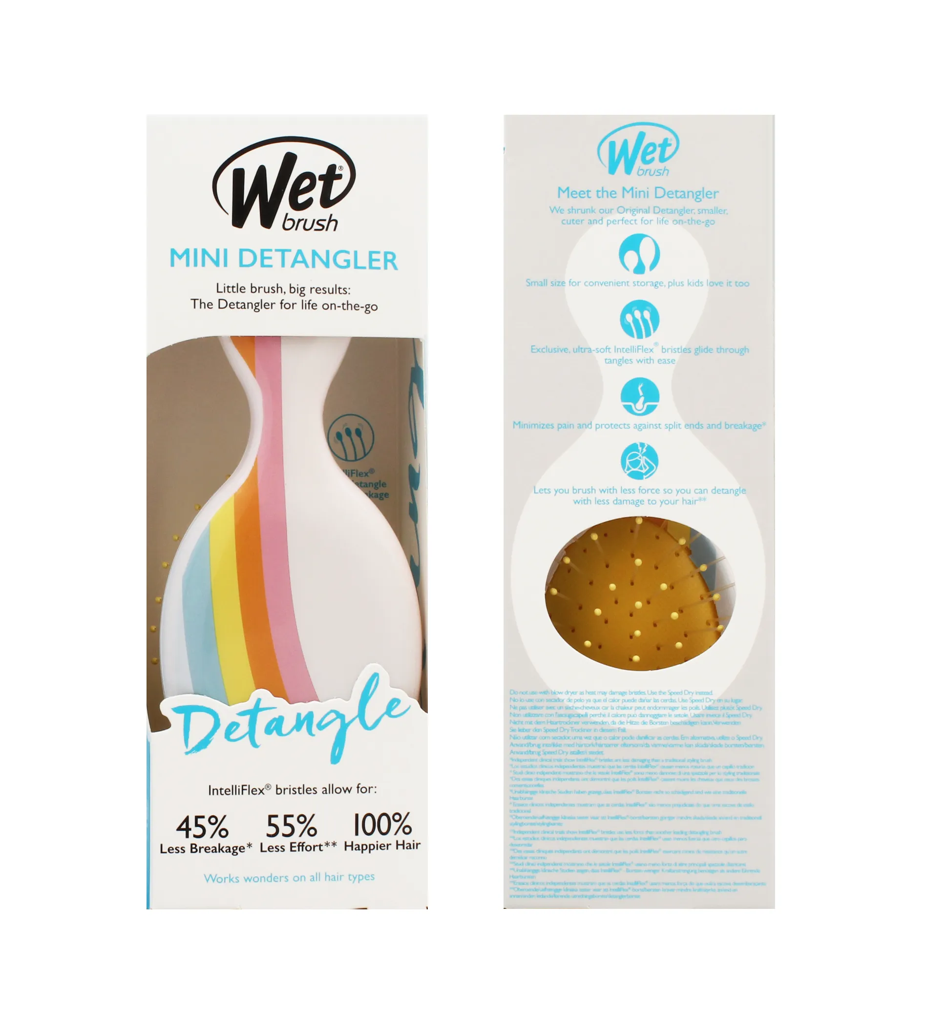 Wet Brush hairbrush Rays Intense Mini Detangler Endless Summer Plaukų &scaron;epetys Plaukų &scaron;ukavimo įrankis