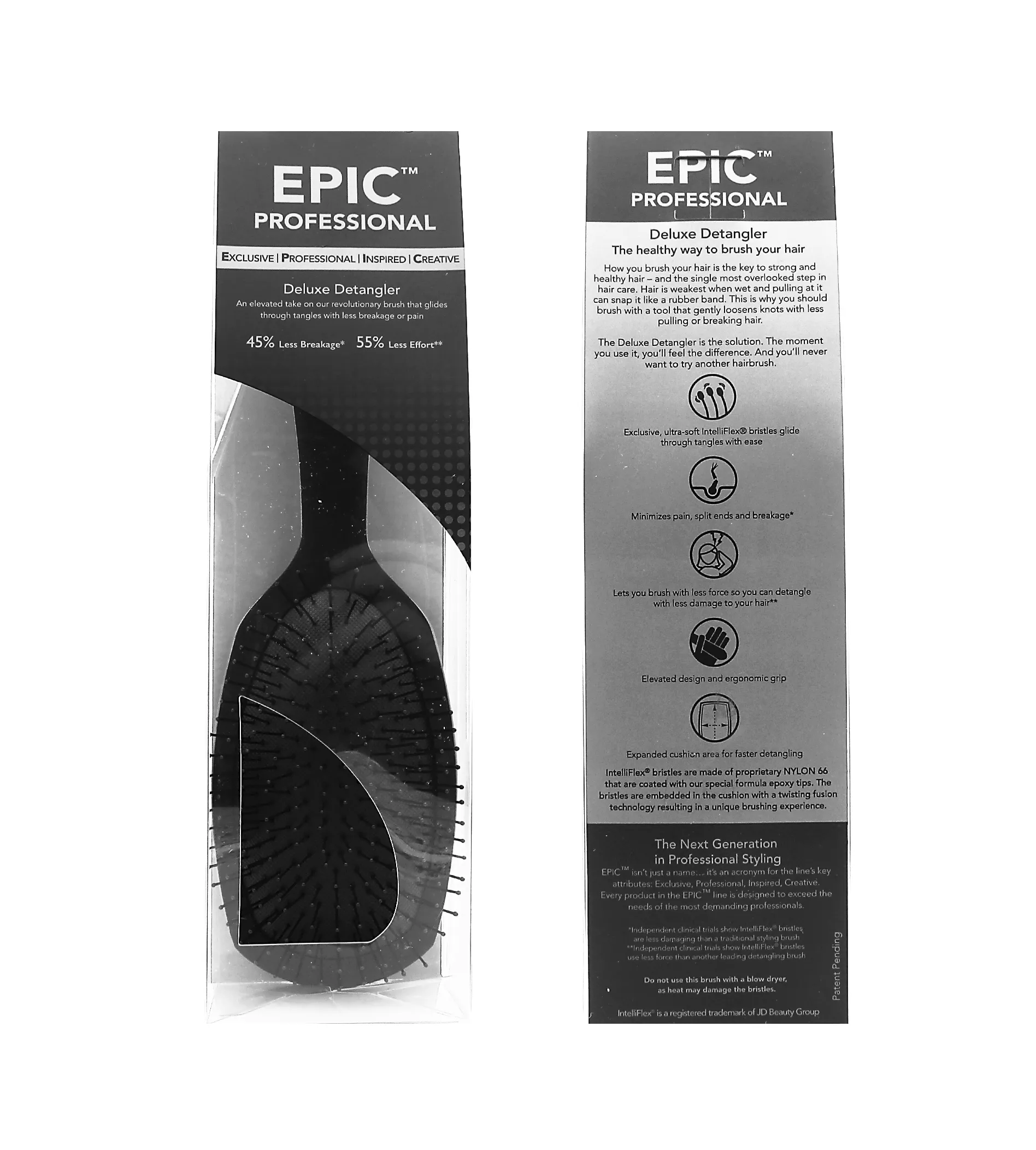 Wet Brush hairbrush black EPIC Deluxe Detangler Plaukų &scaron;epetys Plaukų &scaron;ukavimo įrankis Moterims