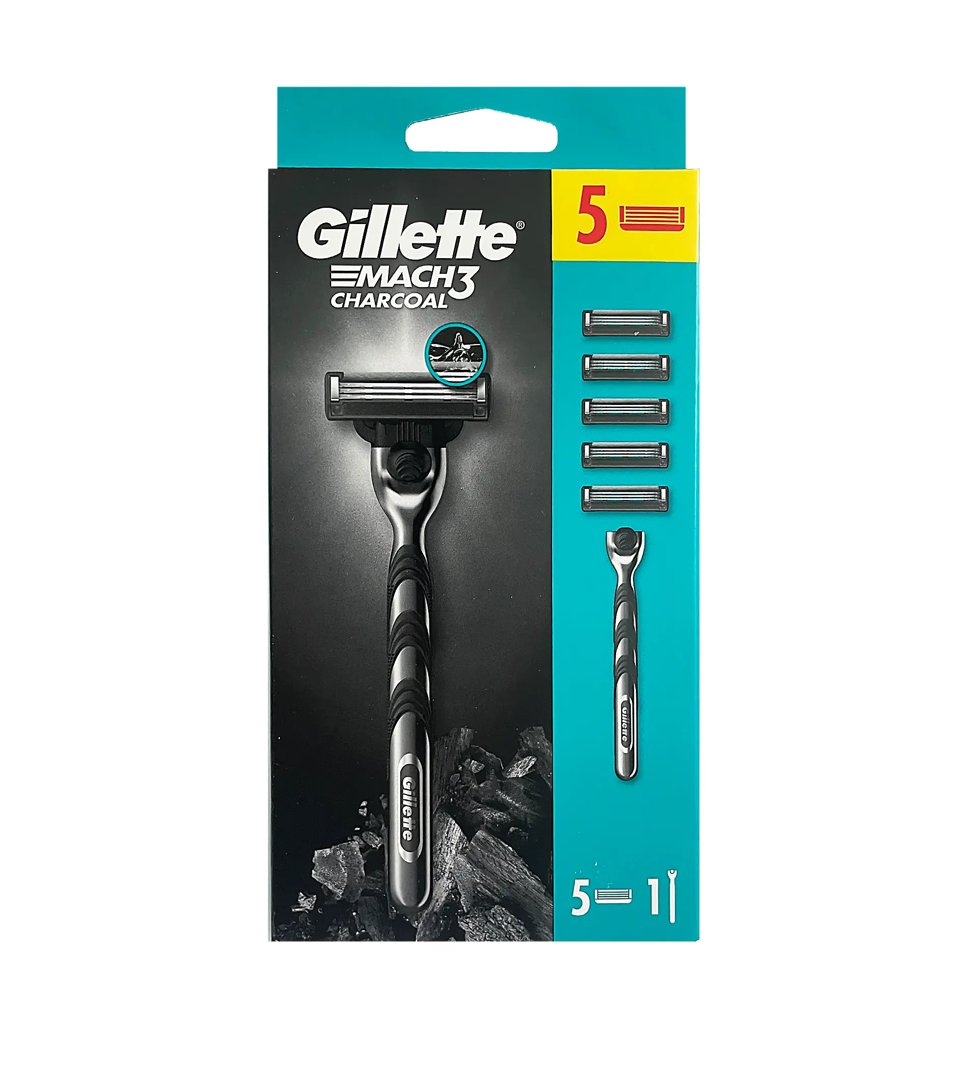 Gillette shaver + head 5 pcs Mach3 Charcoal Skustuvas
