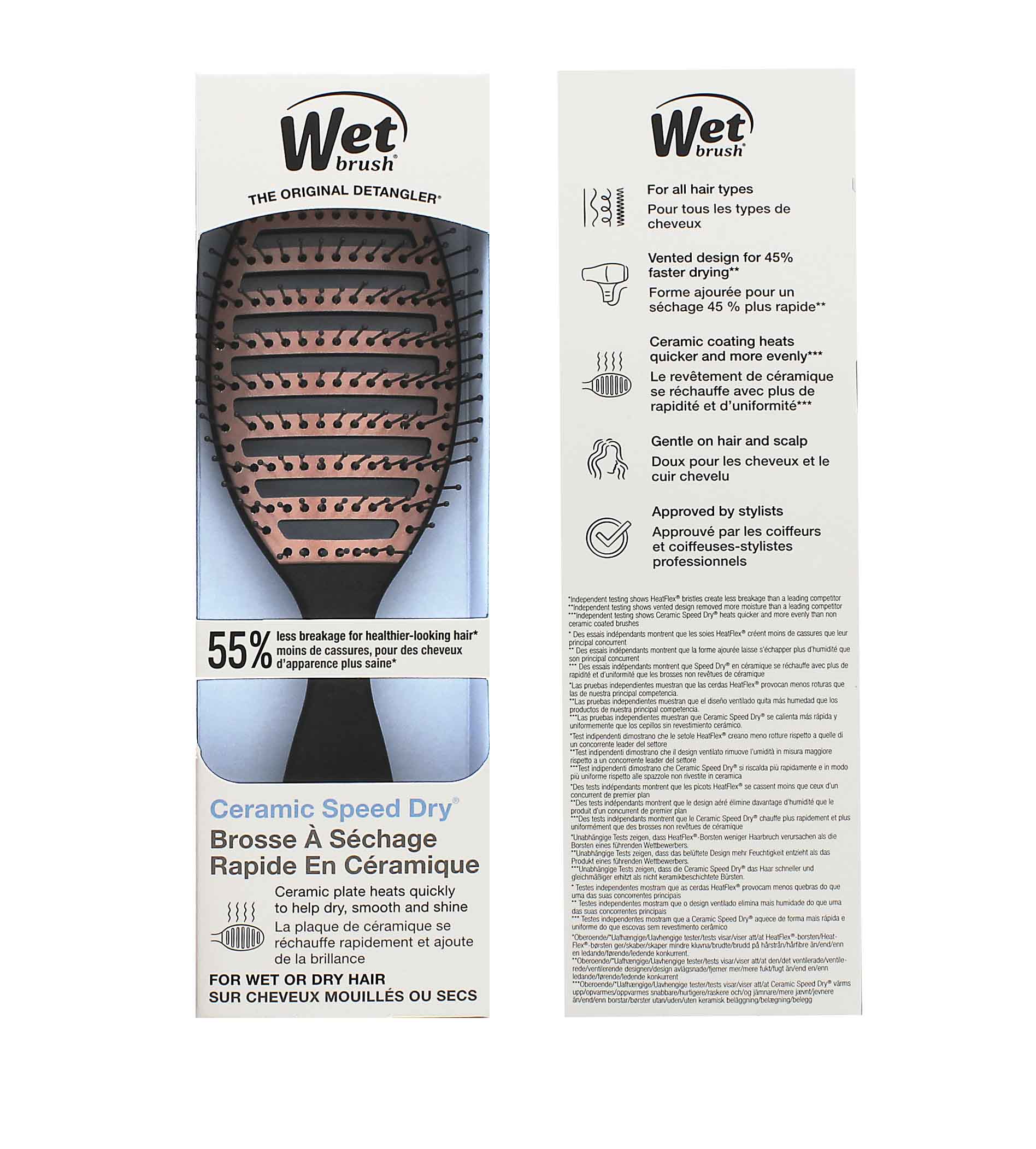 Wet Brush hairbrush black Ceramic Speed Dry Plaukų &scaron;epetys Plaukų &scaron;ukavimo įrankis