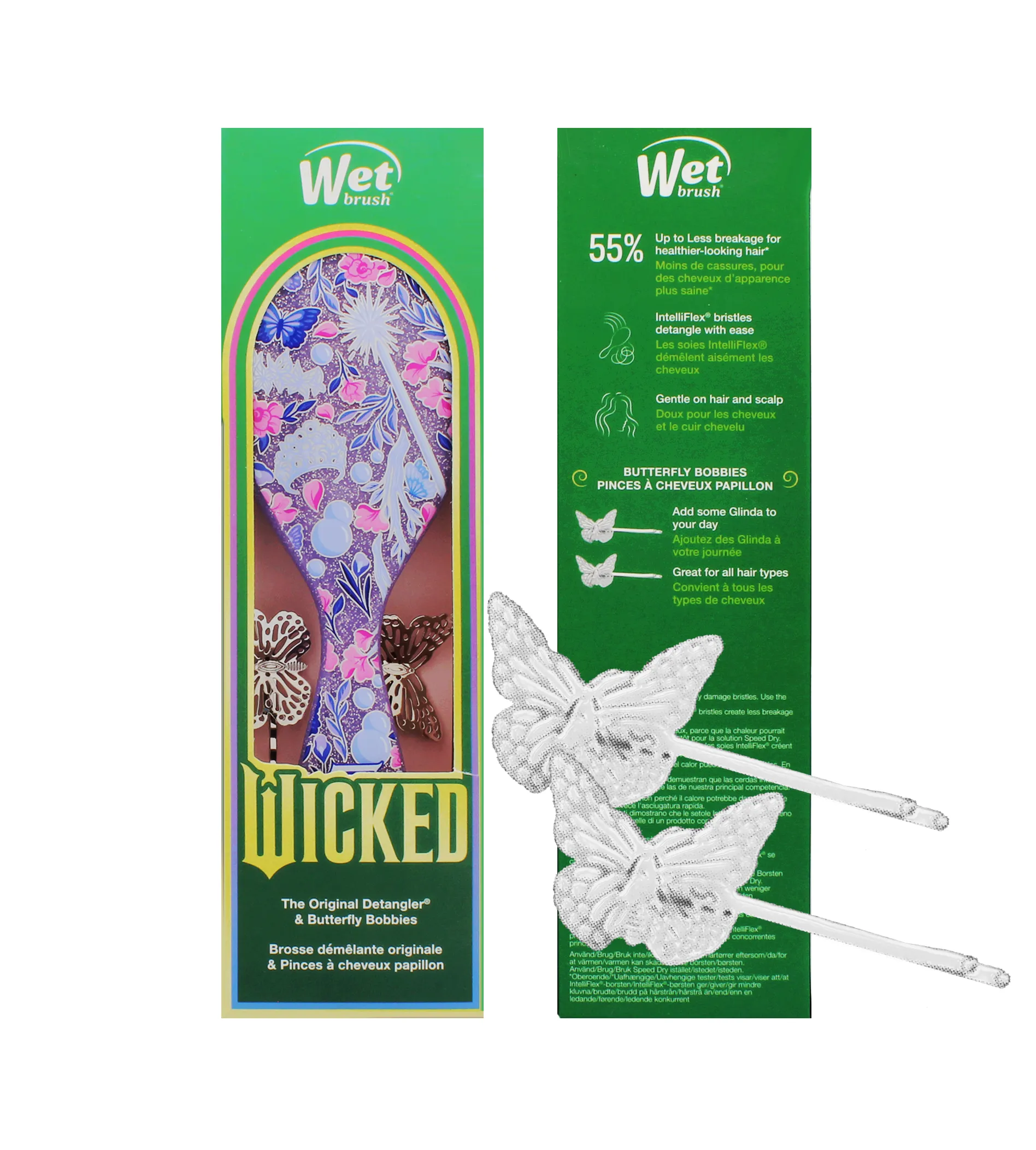 Wet Brush kart&aacute;č na vlasy + 2 sponky Wicked Glinda Kit 2.0 Plaukų &scaron;ukavimo įrankis