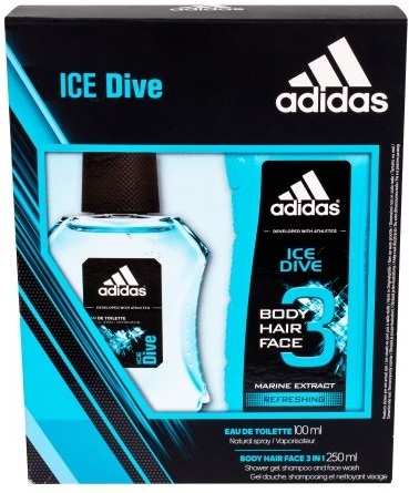 Adidas Ice Dive 100 Adidas Ice Dive eau de toilette for men 100 gift set Kvepalai Vyrams EDT Rinkinys