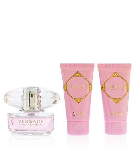 Versace Bright Crystal 50ml Versace Bright Crystal eau de toilette for women 50 ml + tělov&eacute; ml&eacute;ko 50 ml + sprchov&yacute; gel 50 ml gift set kvepalai Moterims EDT Rinkinys
