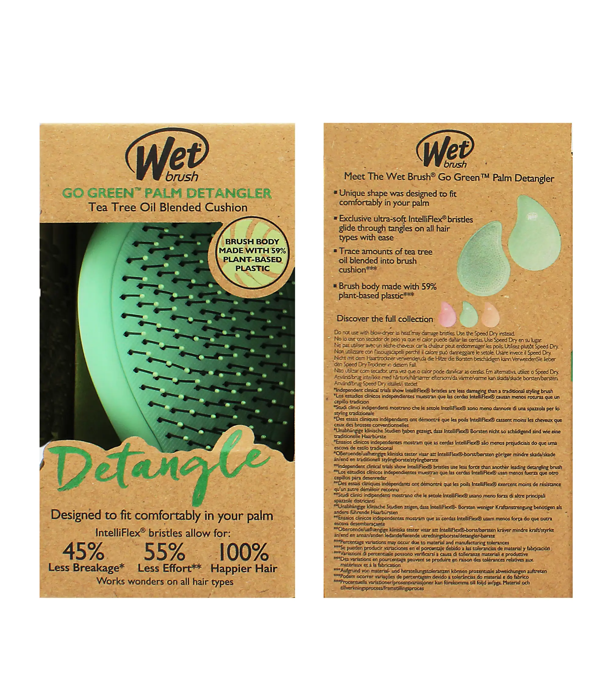 Wet Brush Go Green Palm Detangler plaukų &scaron;epetys