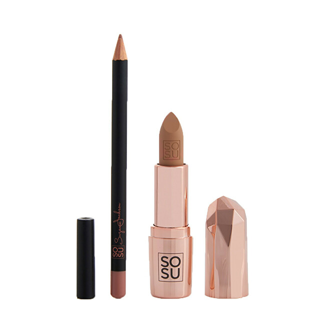 SOSU Cosmetics Let Them Talk Nudist Lip Kit with Lipstick and Contour Pencil (Lip Kit) Moterims