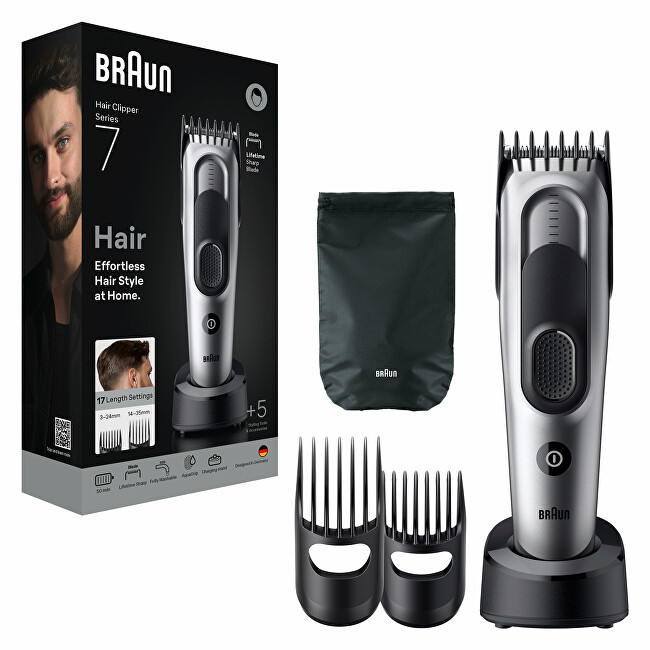 Braun Series 7 Hair Clipper HC7590 Space Grey plaukų segtukas