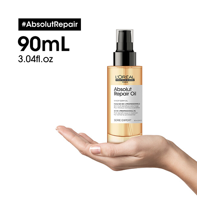L&acute;Or&eacute;al Professionnel Multifunctional oil rinse-free treatment with protein and golden quinoa for dry and damaged hair Exp 90ml atstatomoji plaukų priežiūros priemonė