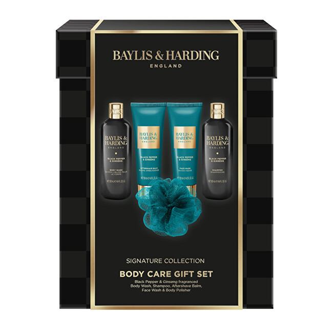 Baylis & Harding Signature Collection Body Care Gift Set ( Black Pepper & Ginseng ) - D&aacute;rkov&yacute; box p&eacute;če o tělo pro muže ( 5 ks ) Vonios ir du&scaron;o priemonė Moterims