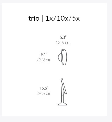 Simplehuman Rechargeable Cosmetic mirror Sensor TRIO with touch control and LED illumination, 1x / 5x / 10x magnification Brushed stainless steel veidrodis