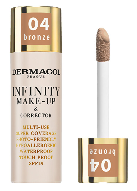 Dermacol Infinity high coverage make-up and corrector (Multi-Use Super Coverage Waterproof Touch) 20 g 1.5 Ivory makiažo pagrindas