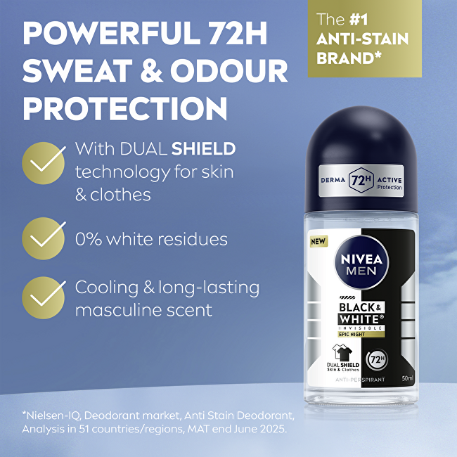 Nivea B&W Epic Night Anti-Perspirant Roll-On 50 ml 50ml dezodorantas