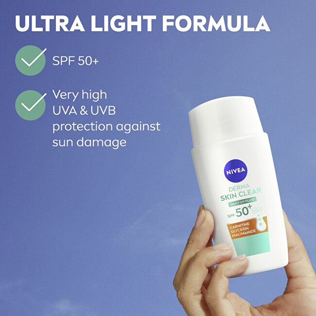 Nivea Daily UV Fluid for Problematic Skin Derma Skin Clear SPF 50+ (Daily UV Fluid) 40 ml 40ml veido apsauga