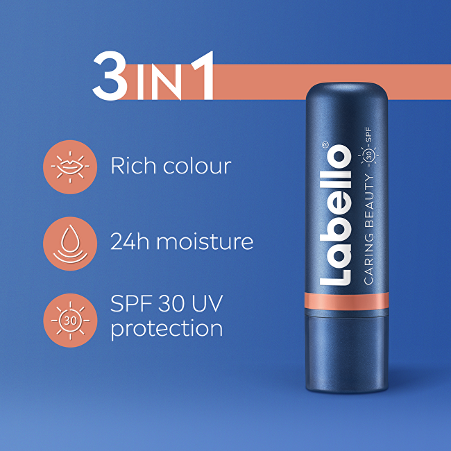 Labello Caring Beauty Nude Tinted Lip Balm 4,8 g lūpų balzamas