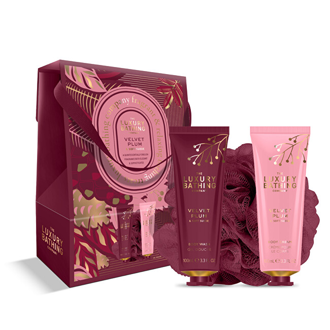 Grace Cole Velvet Plum & Soft Suede Body Care Box - D&aacute;rkov&aacute; sada v krabičce ( 3 ks ) Vonios ir du&scaron;o priemonė Moterims