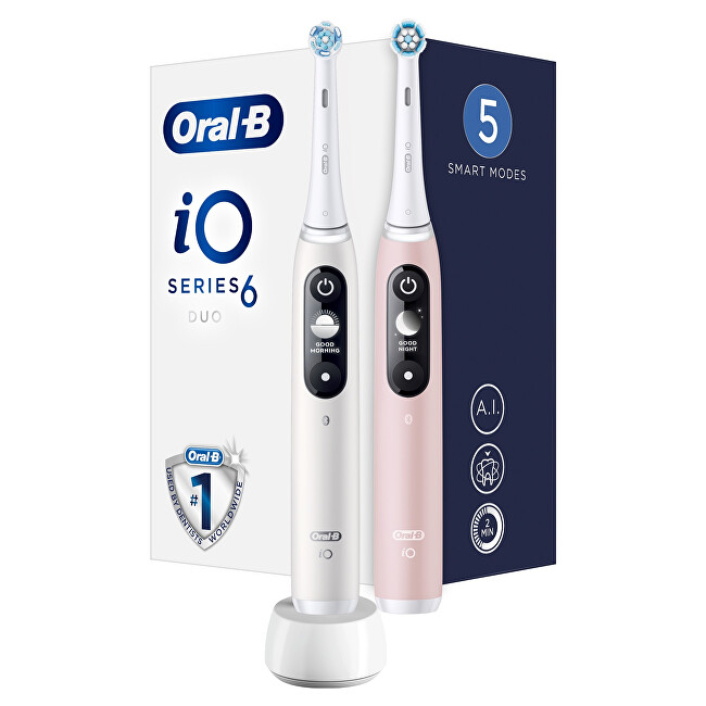 Oral B Electric toothbrush iO6 Series Duo Pack White / Pink Sand Extra Handle 2 pcs Unisex