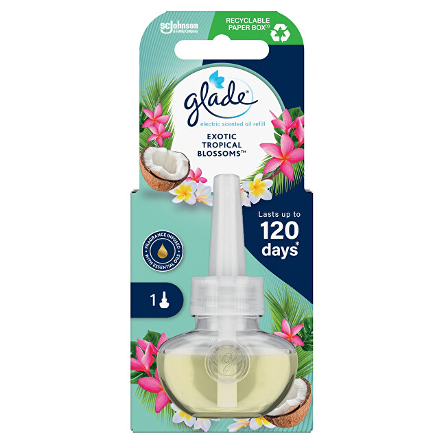 Glade Refill for electric air freshener Exotic Tropical Blossoms 20 ml 20ml elektrinis kvapų difuzorius Glade Refill for electric air freshener Exotic Tropical Blossoms 20 ml 20ml elektrinis kvapų difuzorius